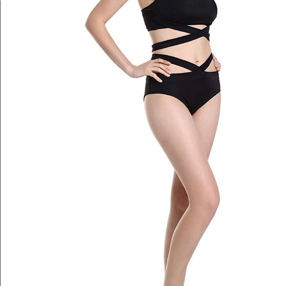 NWT. Black criss cross two piece swim suit - Picture 4 of 5